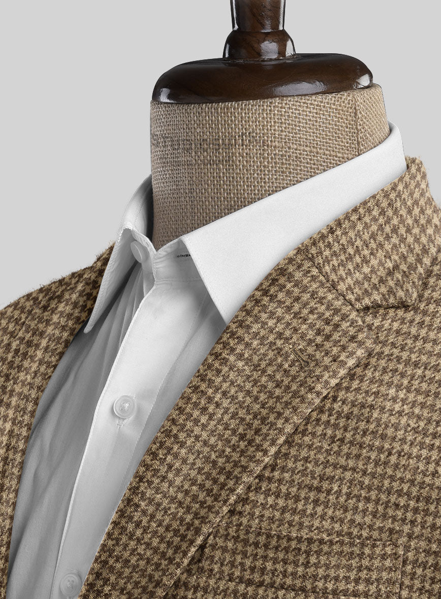 Highlander Heavy Dark Brown Houndstooth Tweed Jacket - StudioSuits