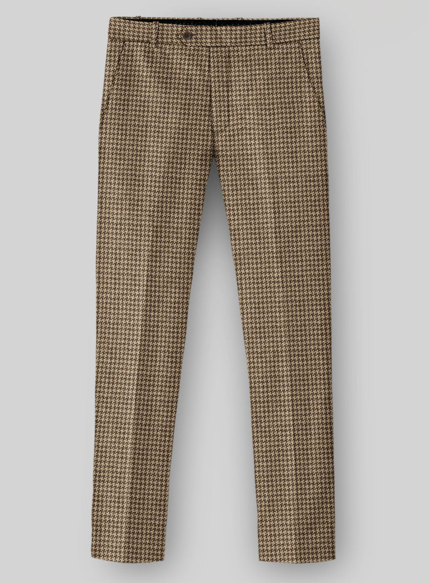 Highlander Heavy Dark Brown Houndstooth Tweed Pants - StudioSuits