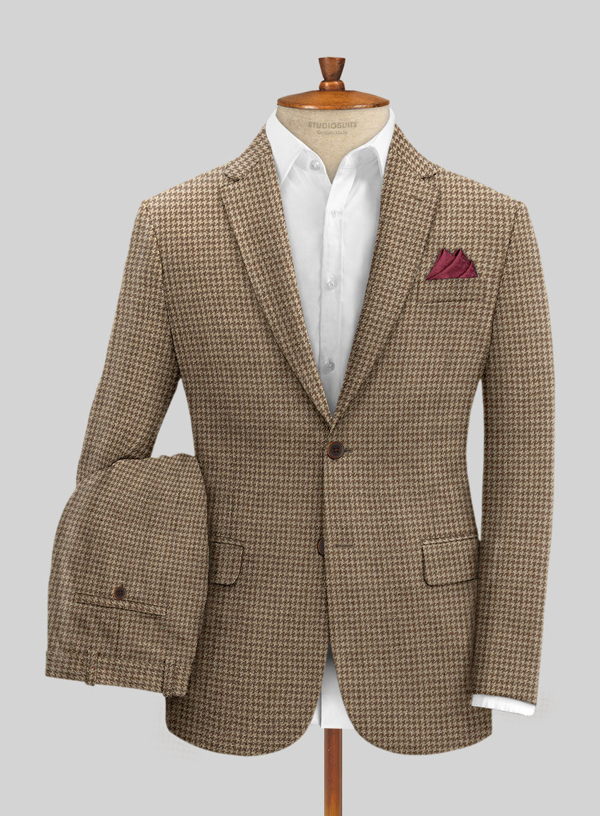 Highlander Heavy Dark Brown Houndstooth Tweed Suit - StudioSuits