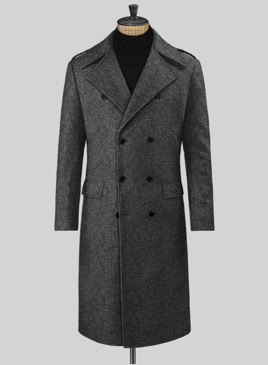 Highlander Heavy Gray Bedford Tweed GQ Overcoat - StudioSuits