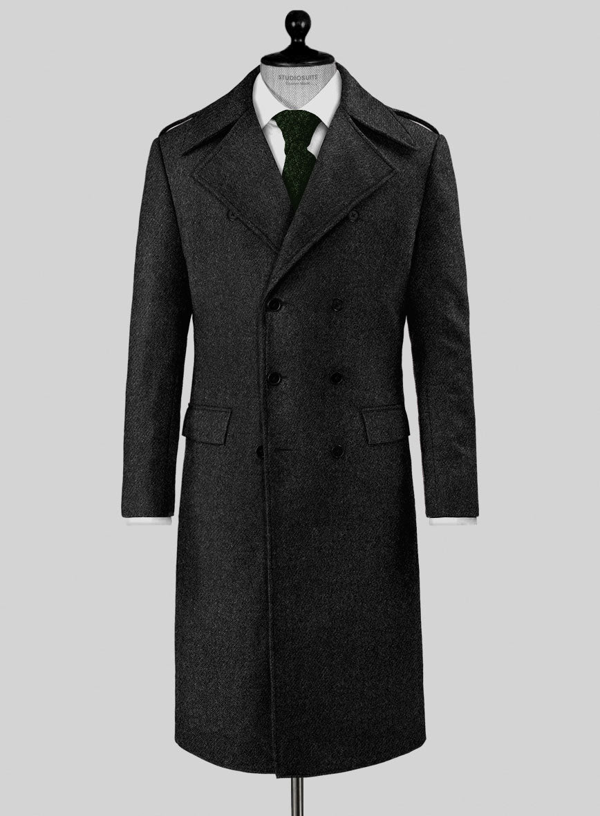 Highlander Heavy Heritage Charcoal Tweed GQ Overcoat - StudioSuits