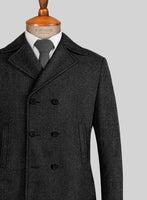 Highlander Heavy Heritage Charcoal Tweed Pea Coat - StudioSuits