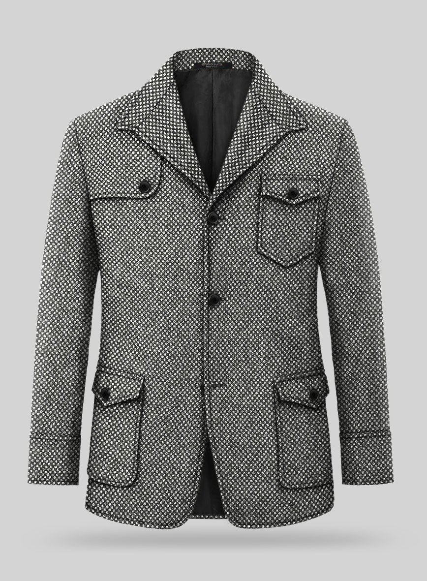 Highlander Heavy Honeycomb Gray Hunter Style Tweed Jacket - StudioSuits