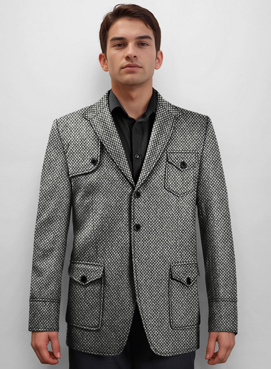 Highlander Heavy Honeycomb Gray Hunter Style Tweed Jacket - StudioSuits