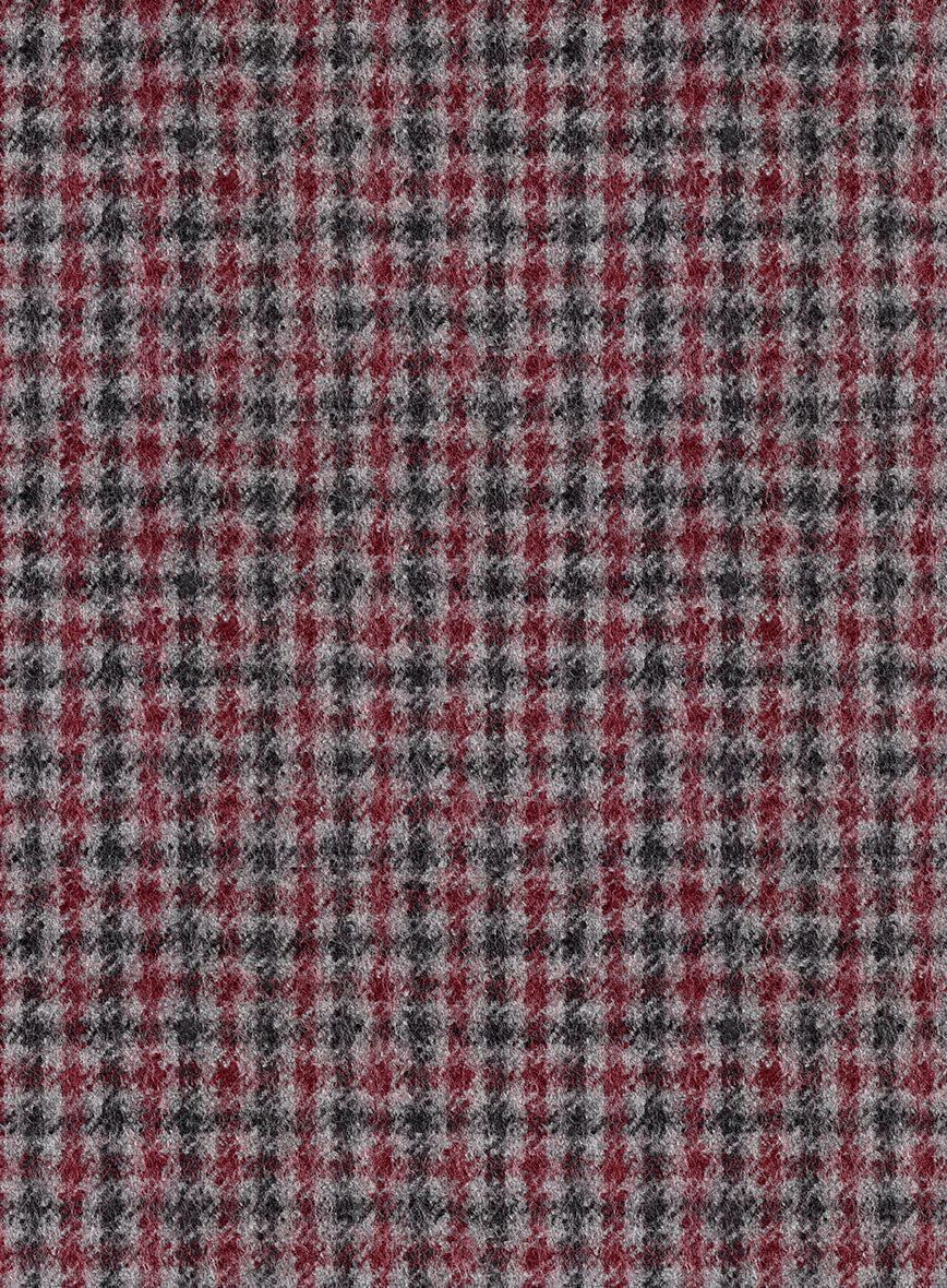 Highlander Heavy Maroon Houndstooth Tweed Jacket - StudioSuits