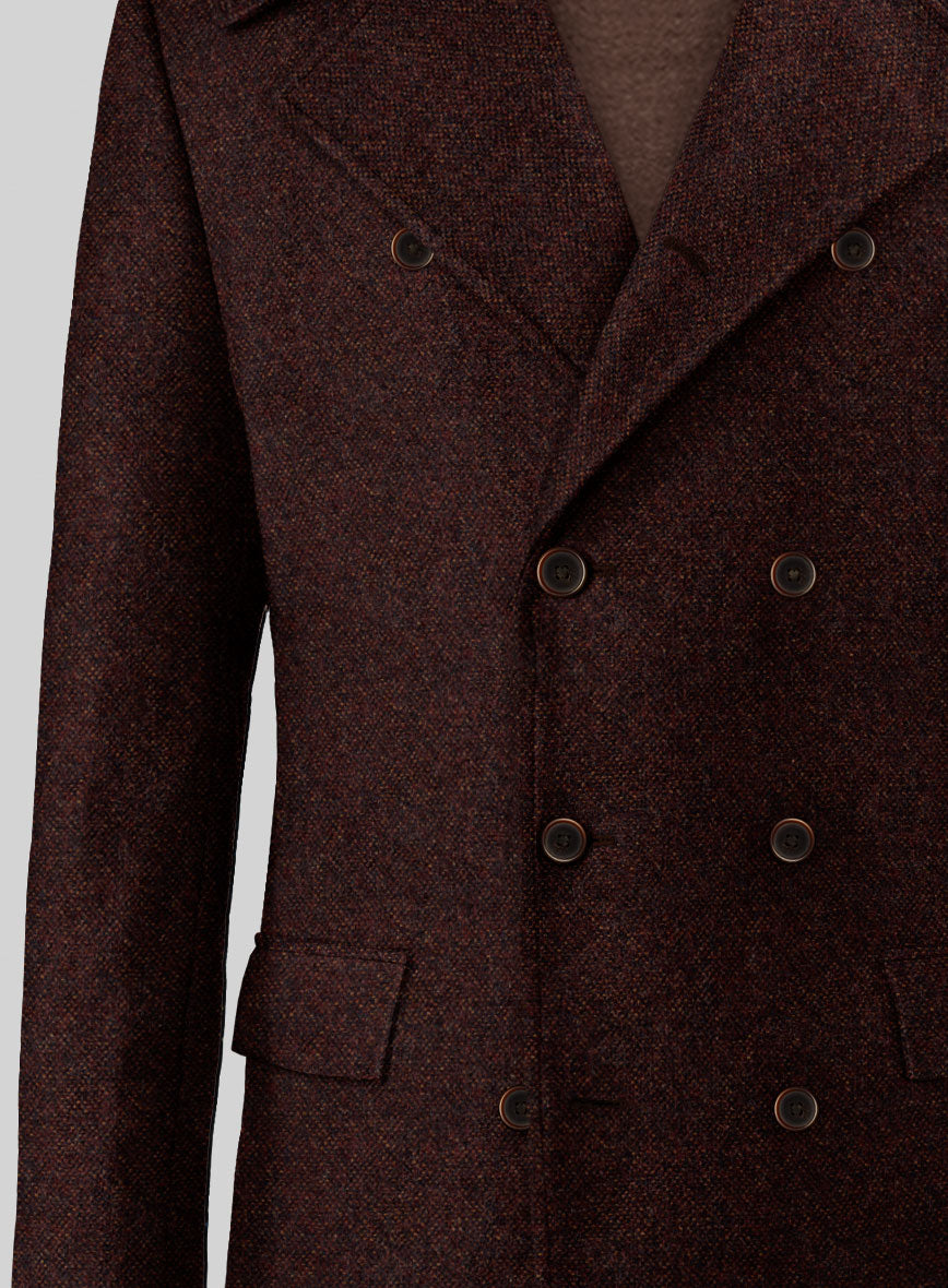 Highlander Heavy Wine Bedford Tweed GQ Overcoat - StudioSuits