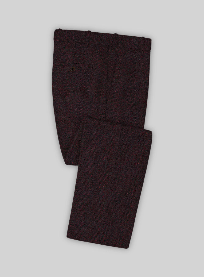 Highlander Heavy Wine Herringbone Tweed Pants - StudioSuits