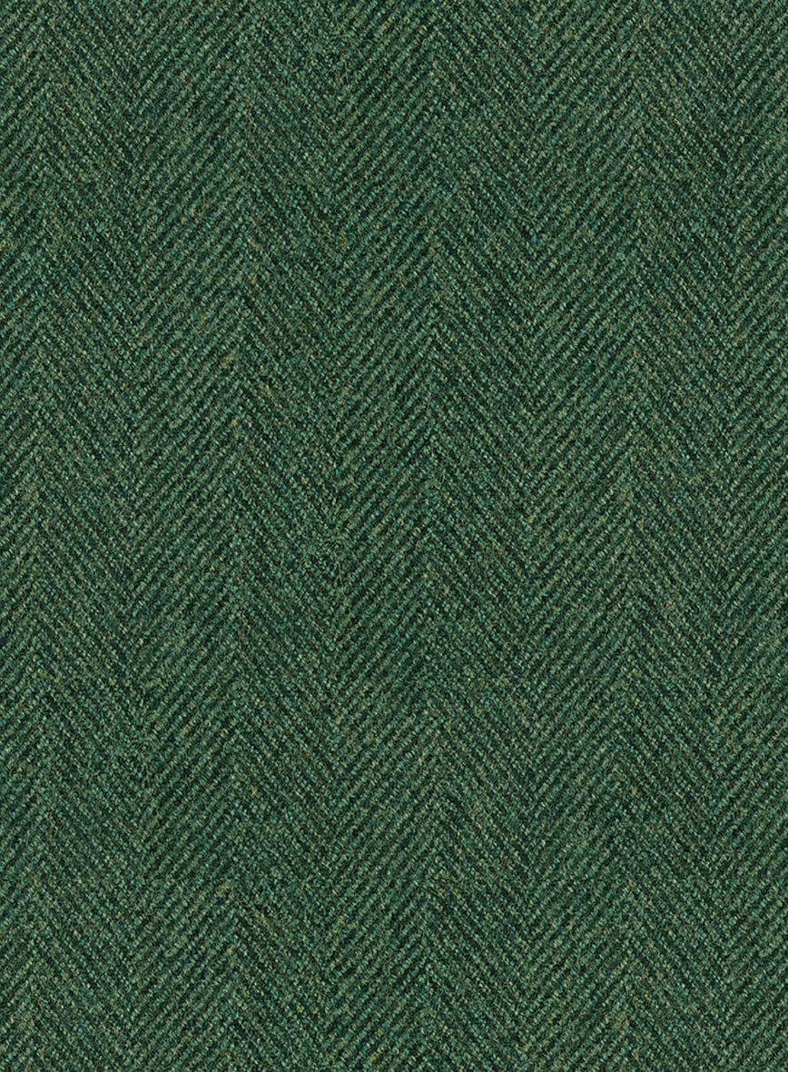 Highlander Heavy Green Herringbone Tweed GQ Overcoat - StudioSuits