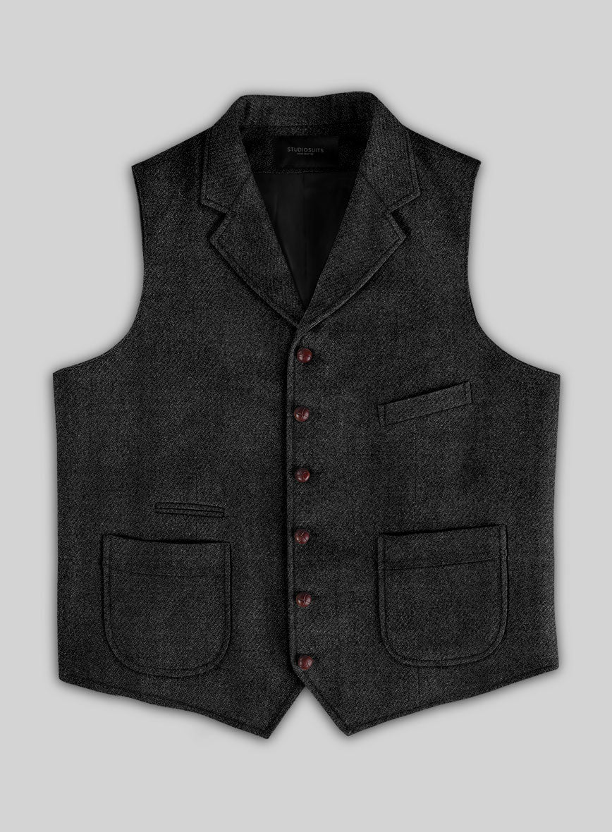 Highlander Heavy Heritage Charcoal Tweed Hunting Vest - StudioSuits