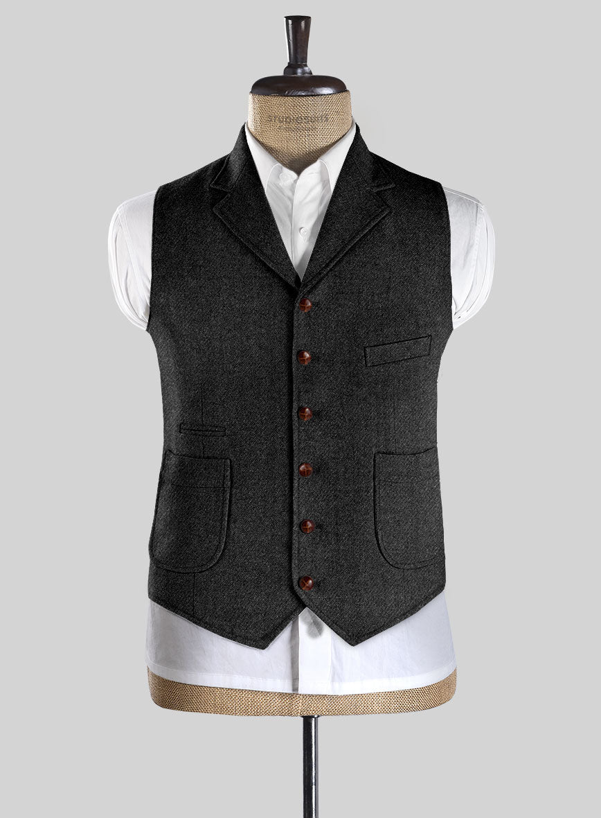 Highlander Heavy Heritage Charcoal Tweed Hunting Vest - StudioSuits