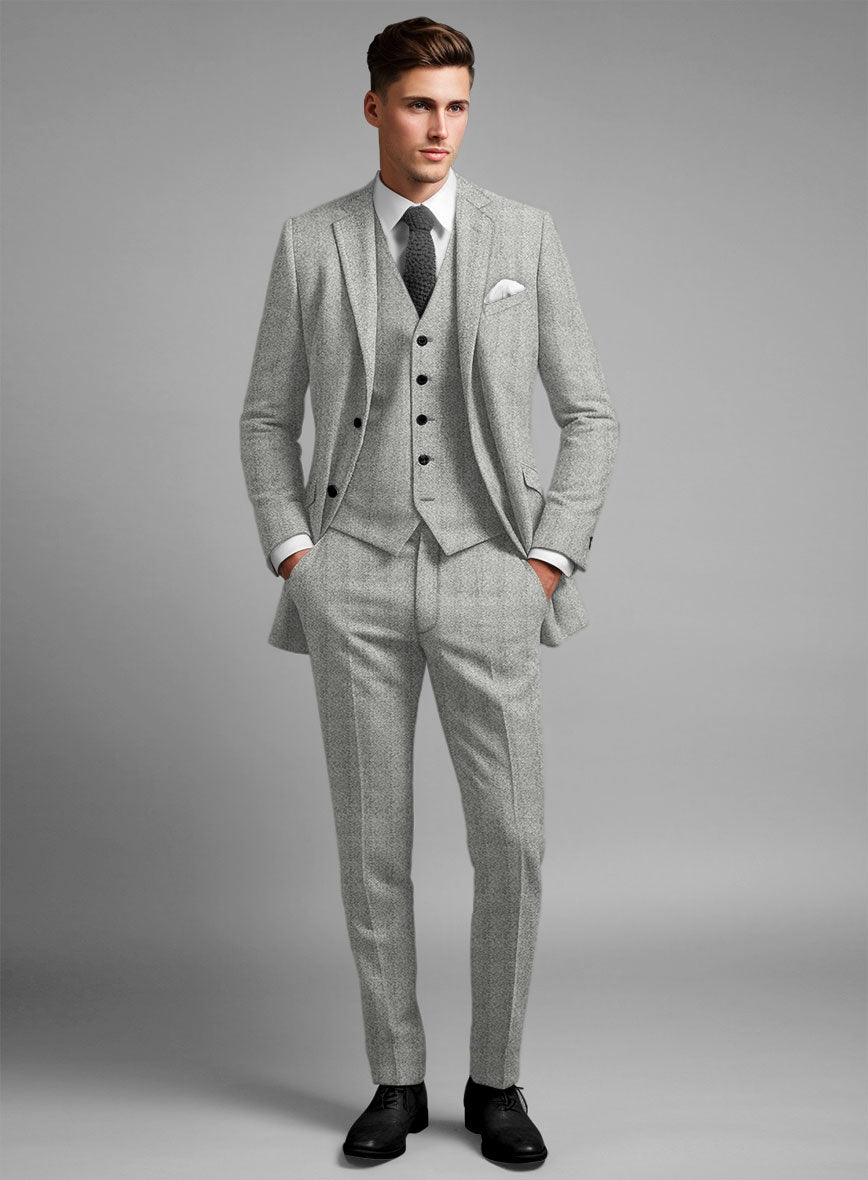 Highlander Light Gray Herringbone Tweed Suit - StudioSuits