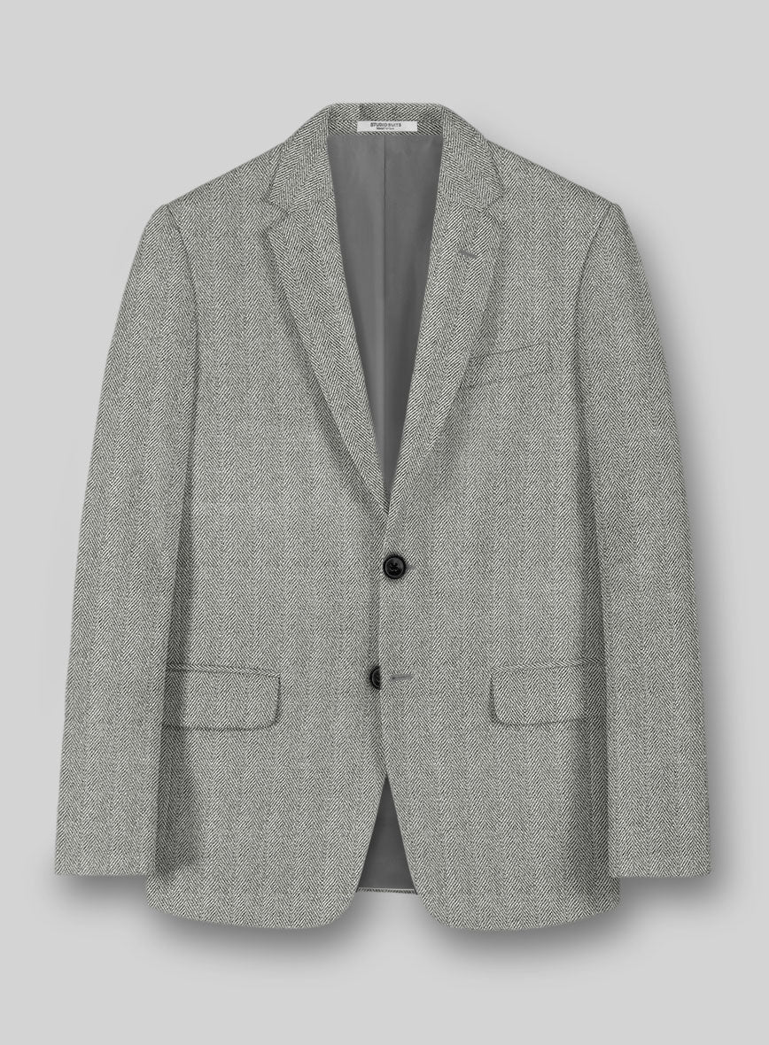 Highlander Light Gray Herringbone Tweed Suit - StudioSuits