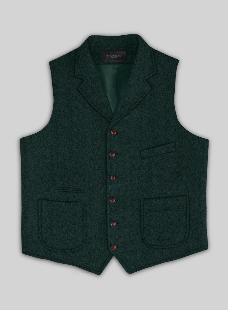 Highlander Melange Green Tweed Hunting Vest - StudioSuits