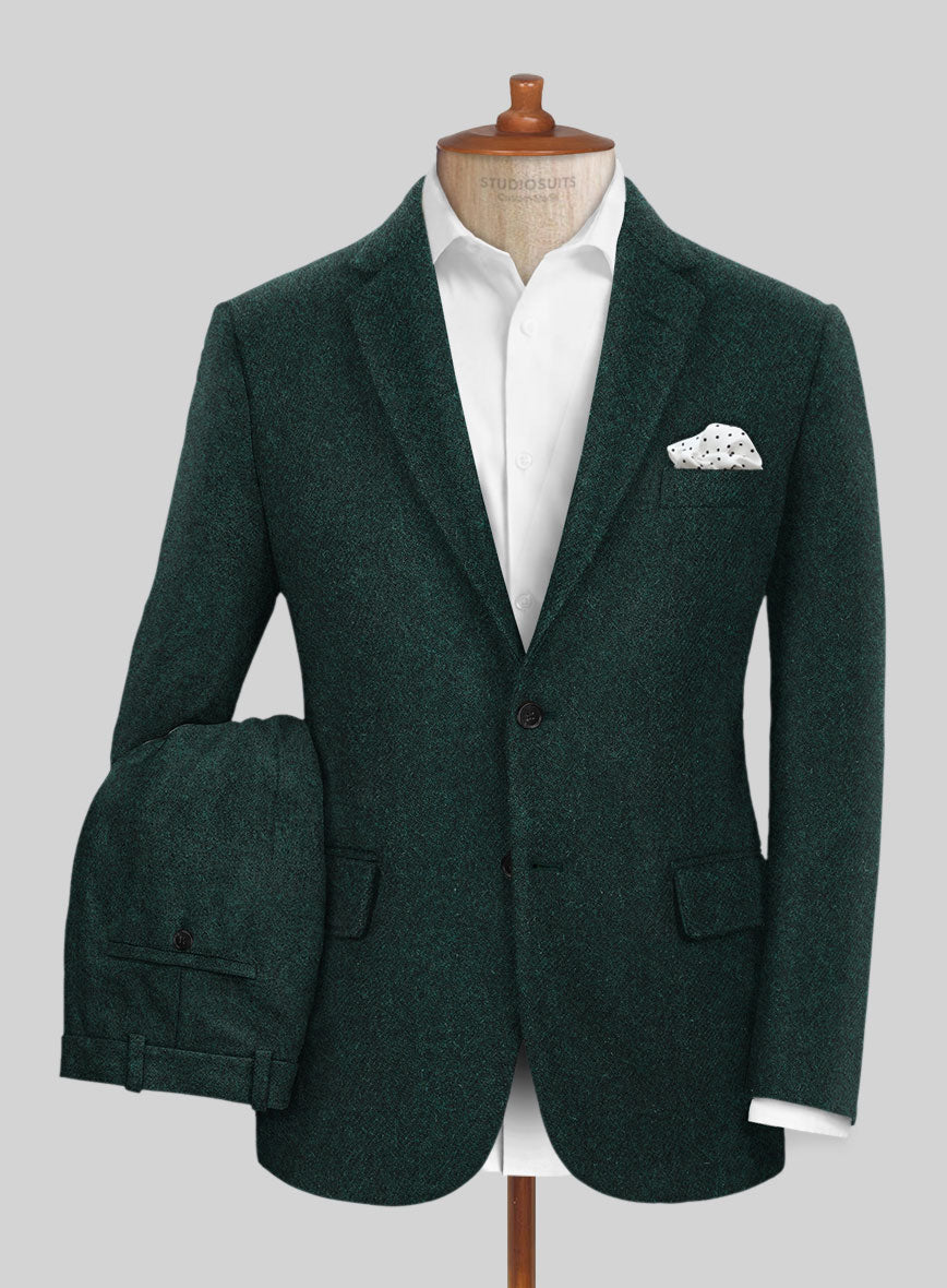 Highlander Melange Green Tweed Suit - StudioSuits