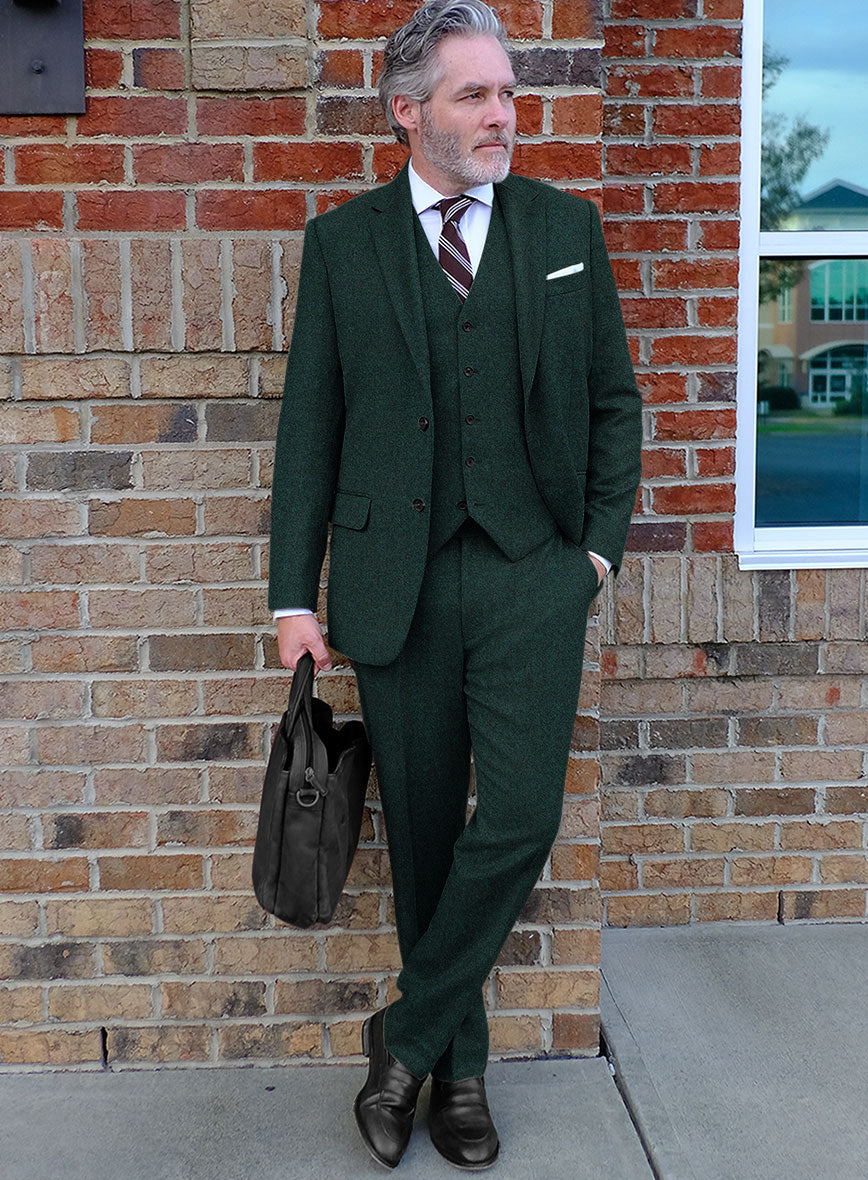 Highlander Melange Green Tweed Suit - StudioSuits