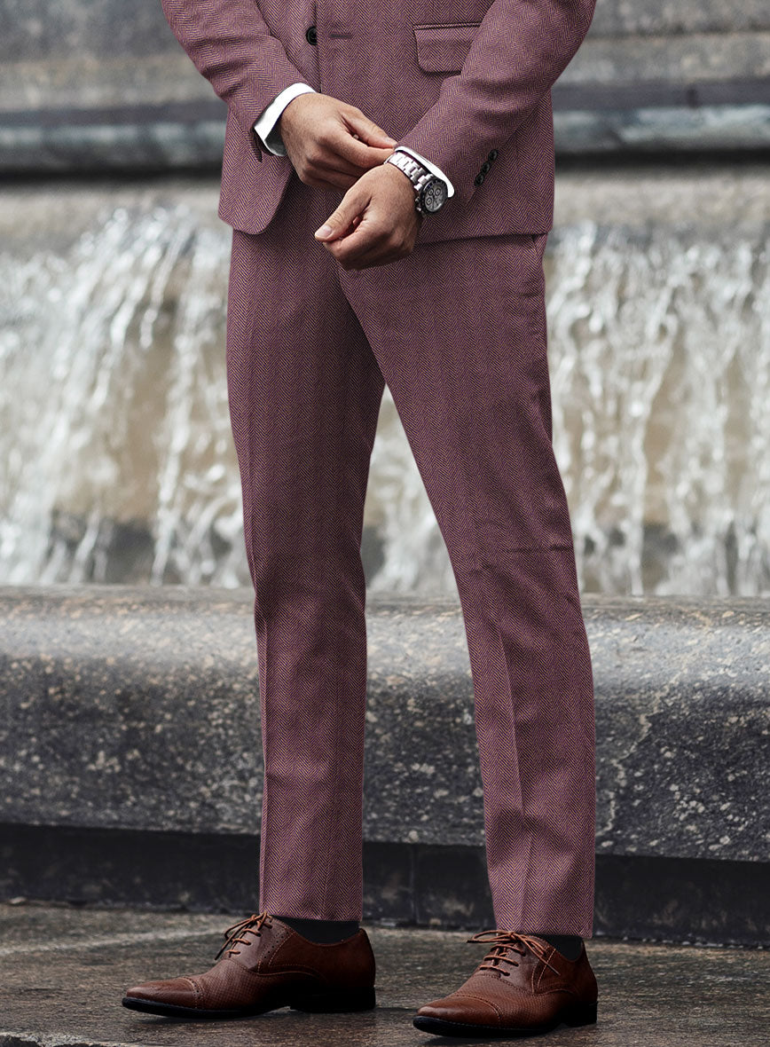 Highlander Purple Herringbone Tweed Pants - StudioSuits