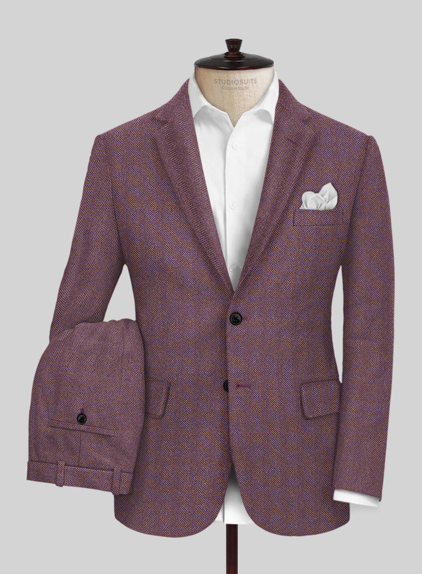 Highlander Purple Herringbone Tweed Suit - StudioSuits