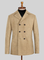 Highlander Sahara Beige Tweed Pea Coat - StudioSuits