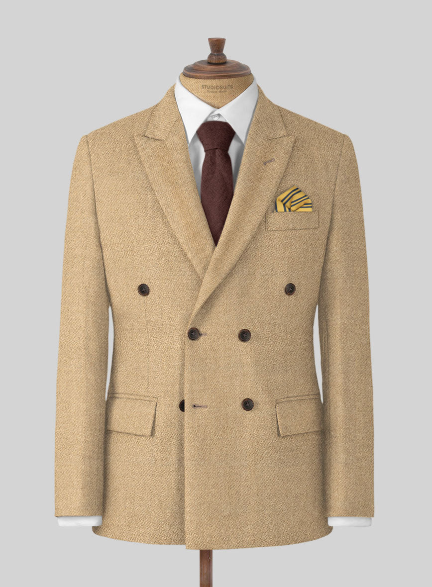 Highlander Sahara Beige Tweed Double Breasted Jacket - StudioSuits