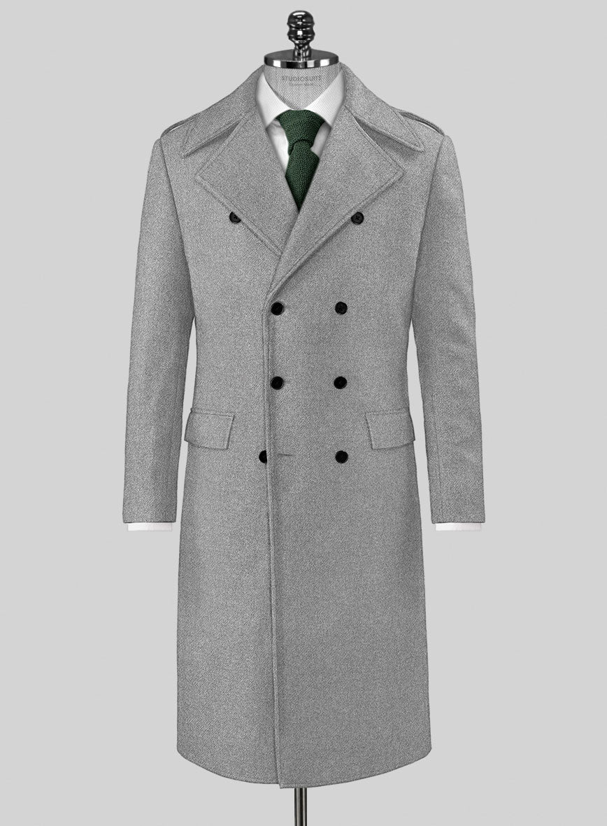 Highlander Steel Gray Tweed GQ Overcoat - StudioSuits