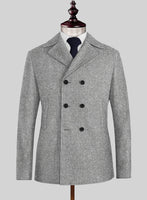 Highlander Steel Gray Tweed Pea Coat - StudioSuits