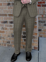 Highlander Stone Beige Herringbone Tweed Pants - StudioSuits