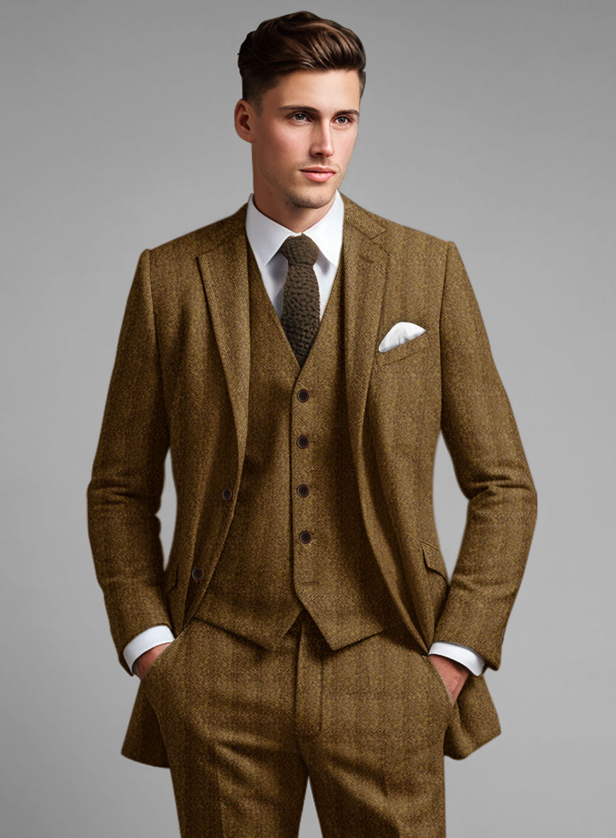 Highlander Tan Herringbone Tweed Jacket - StudioSuits