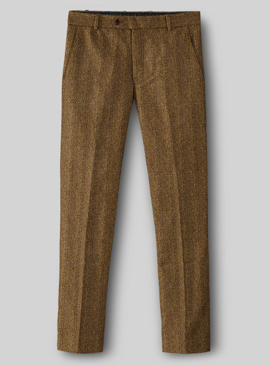 Highlander Tan Herringbone Tweed Pants - StudioSuits