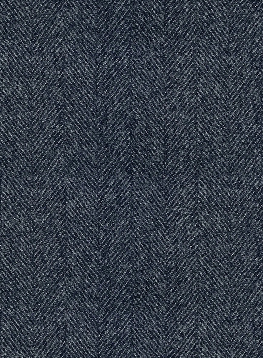 Highlander Heavy Blue Herringbone Tweed GQ Overcoat - StudioSuits