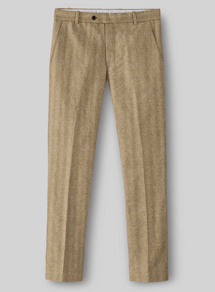 Highlander Beige Herringbone Tweed Pants - StudioSuits