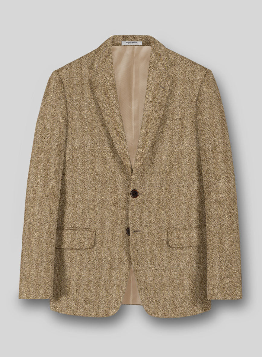 Highlander Beige Herringbone Tweed Jacket - StudioSuits