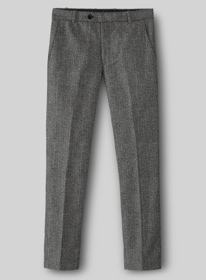 Highlander Gray Herringbone Tweed Pants - StudioSuits