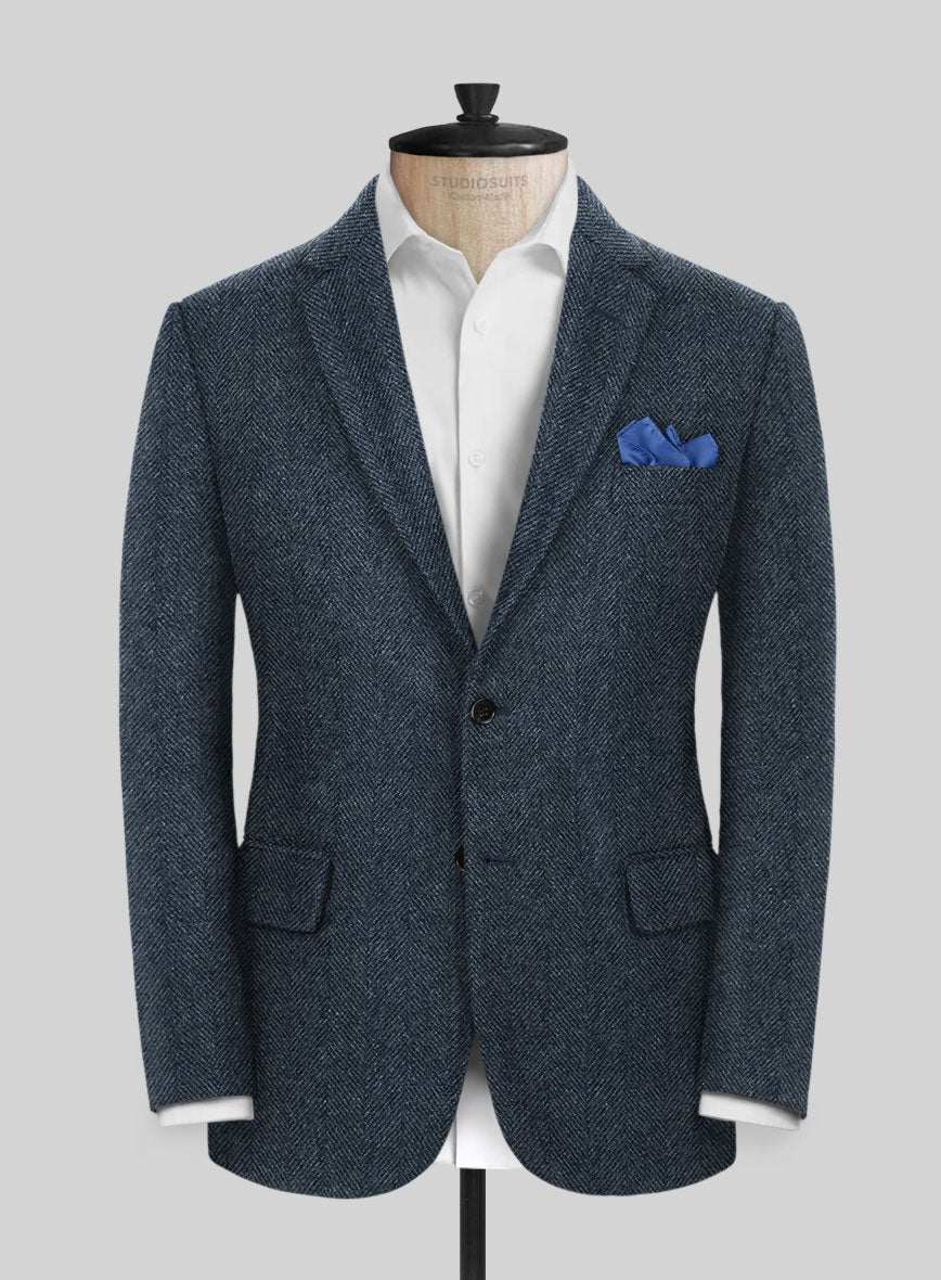 Highlander Heavy Blue Herringbone Tweed Jacket - StudioSuits