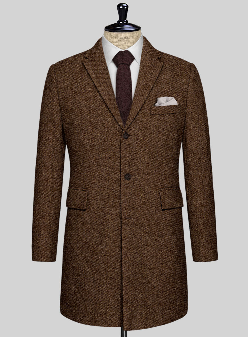 Highlander Coca Brown Tweed Overcoat - StudioSuits