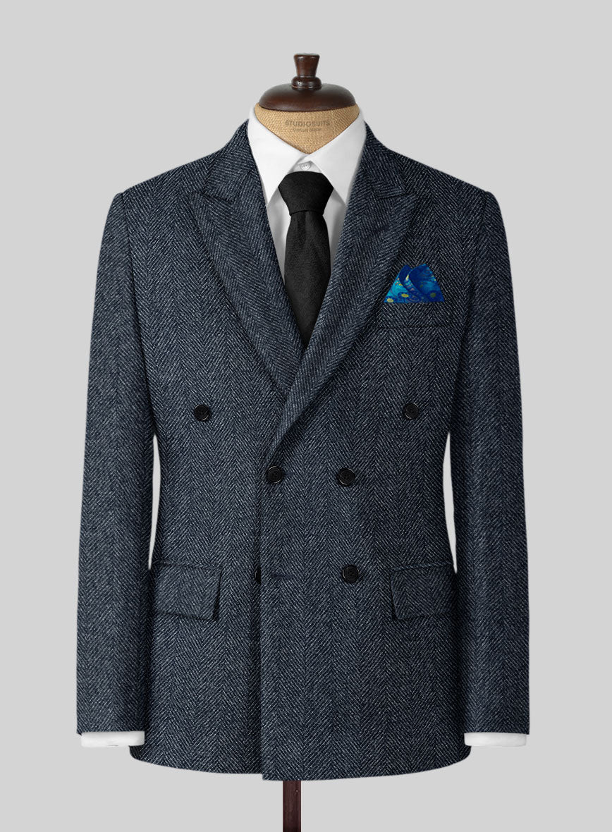 Highlander Heavy Blue Herringbone Tweed Jacket - StudioSuits