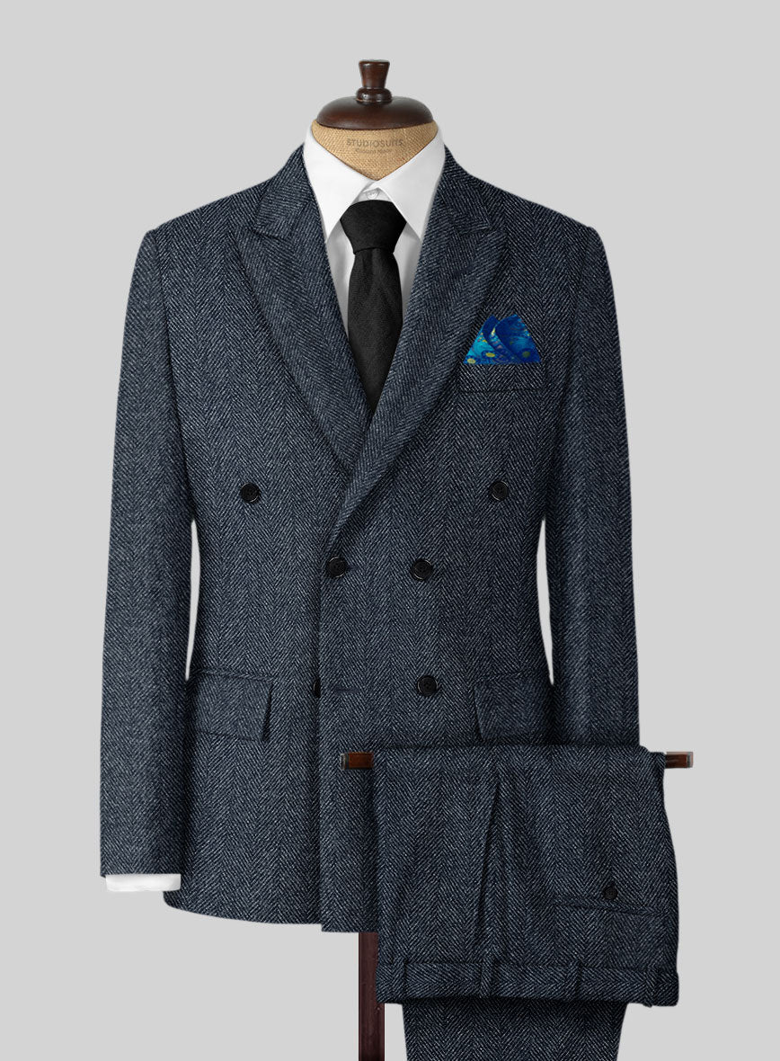 Highlander Heavy Blue Herringbone Tweed Suit - StudioSuits