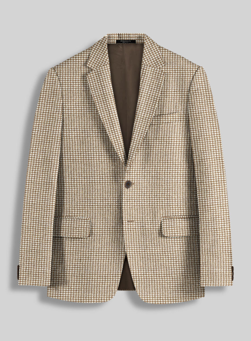 Houndstooth Beige Tweed Jacket - StudioSuits