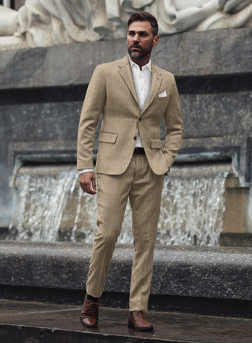 Houndstooth Beige Tweed Suit - StudioSuits