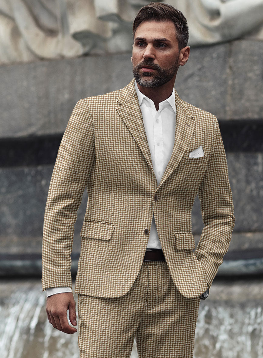 Houndstooth Beige Tweed Suit - StudioSuits