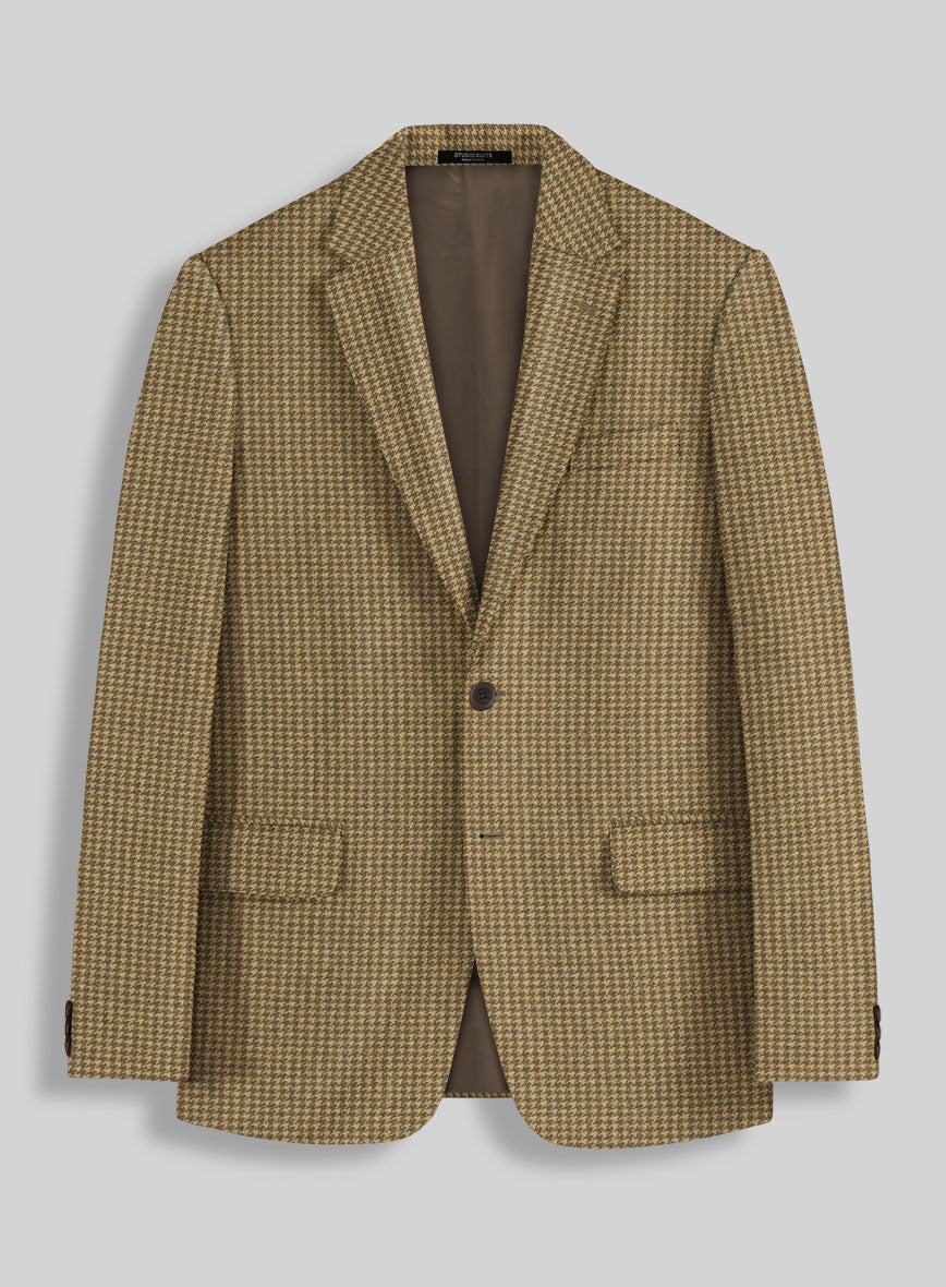 Houndstooth Tan Brown Tweed Jacket - StudioSuits