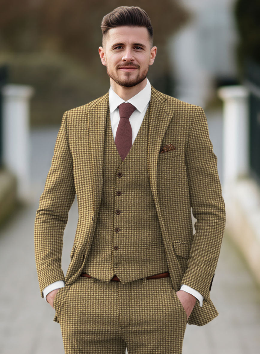 Houndstooth Tan Brown Tweed Jacket - StudioSuits