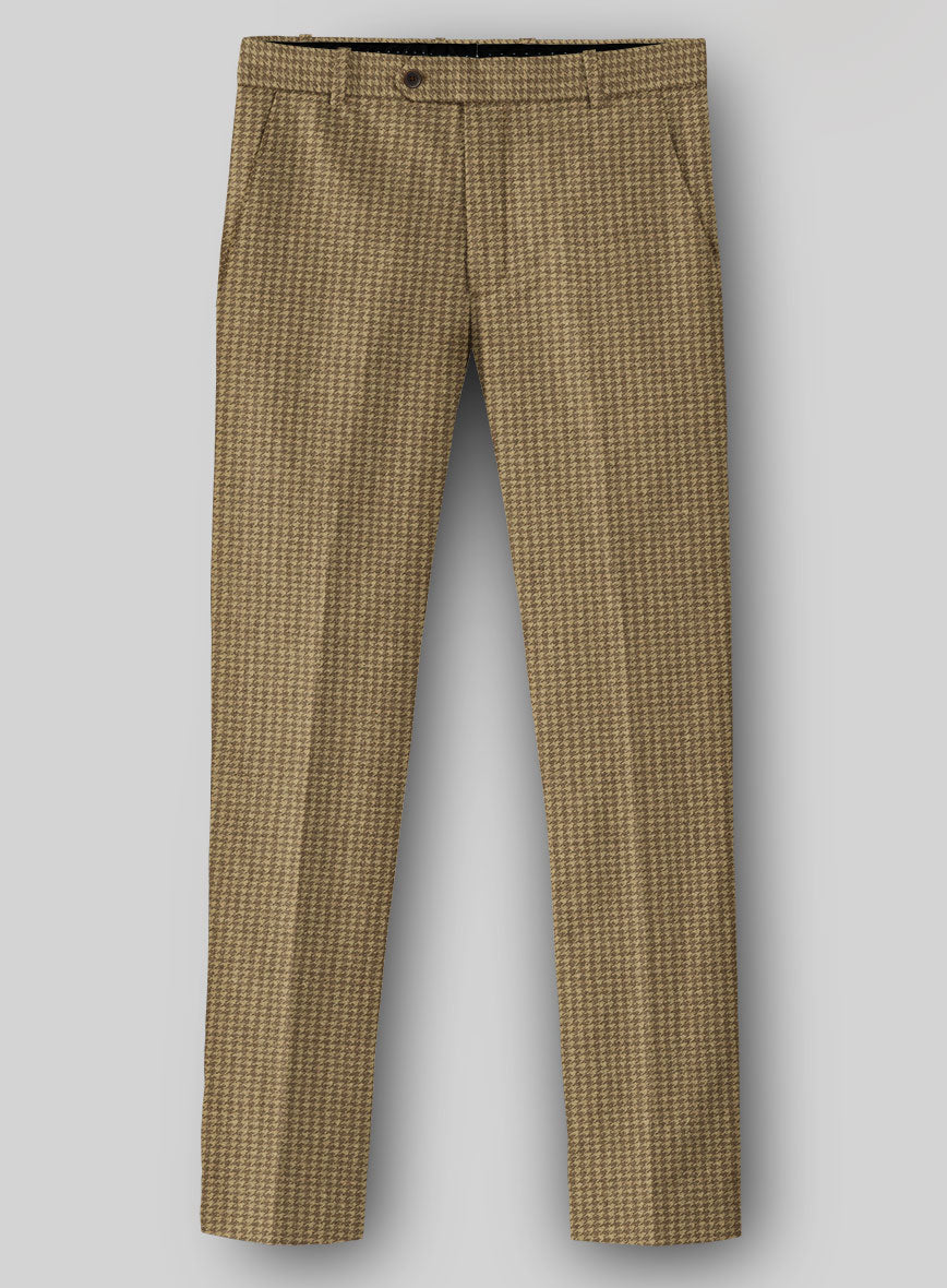 Houndstooth Tan Brown Tweed Pants - StudioSuits