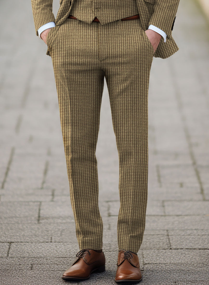 Houndstooth Tan Brown Tweed Pants - StudioSuits