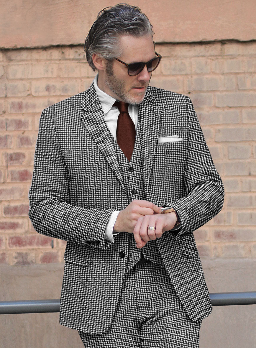 Houndstooth Black Tweed Jacket - StudioSuits