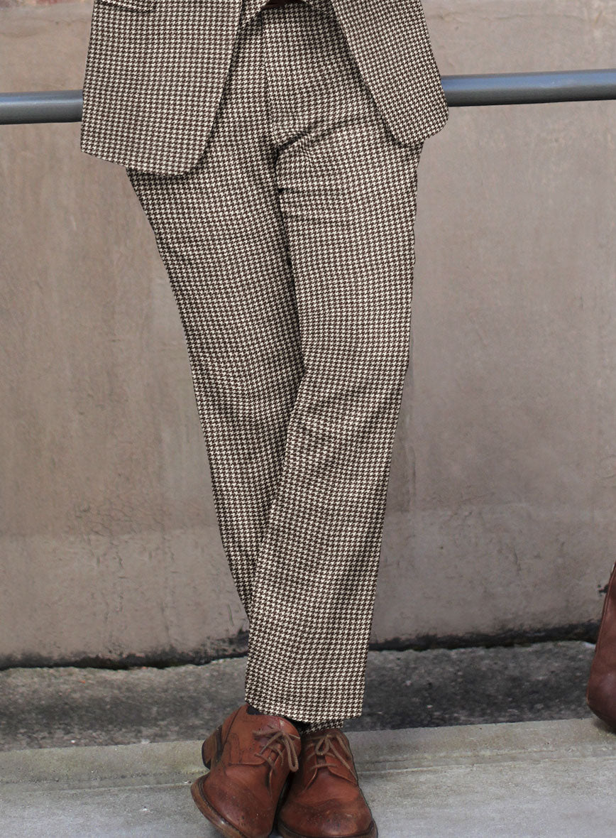 Houndstooth Brown Tweed Pants - StudioSuits