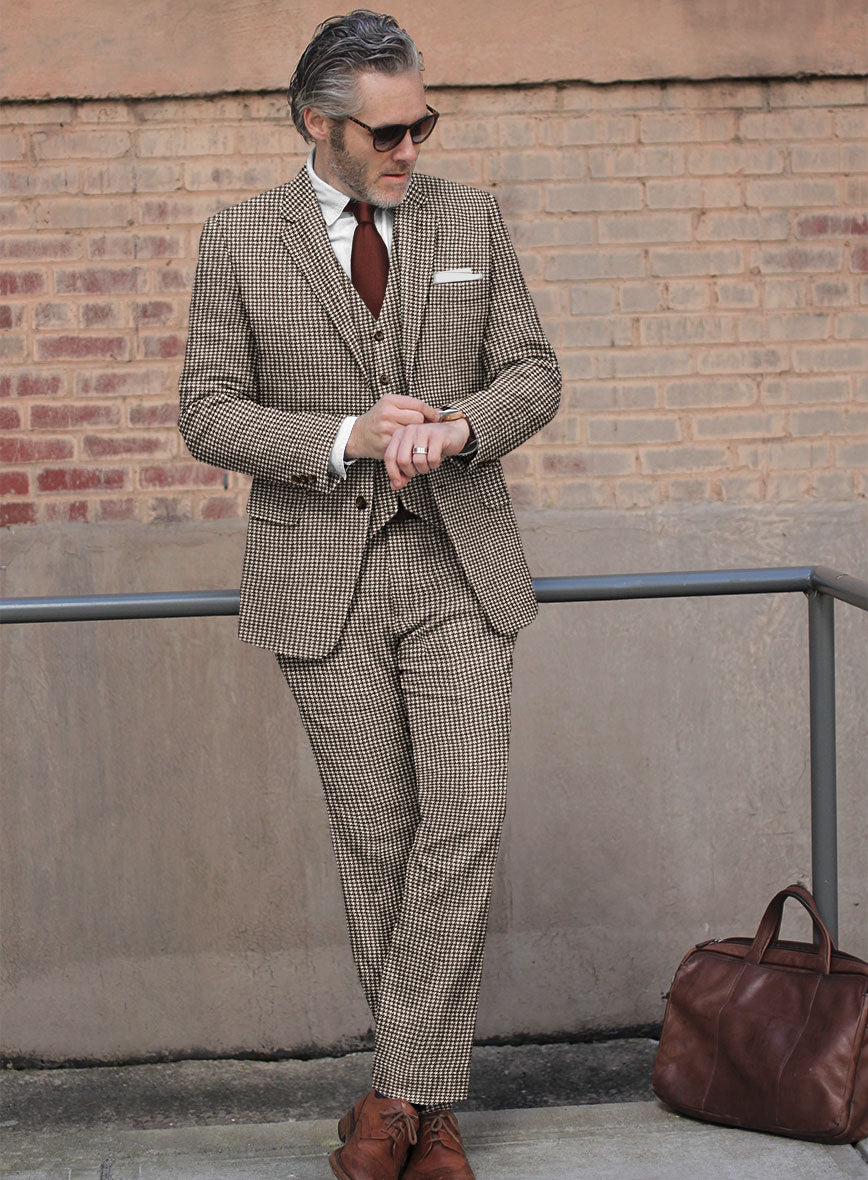 Houndstooth Brown Tweed Suit - StudioSuits