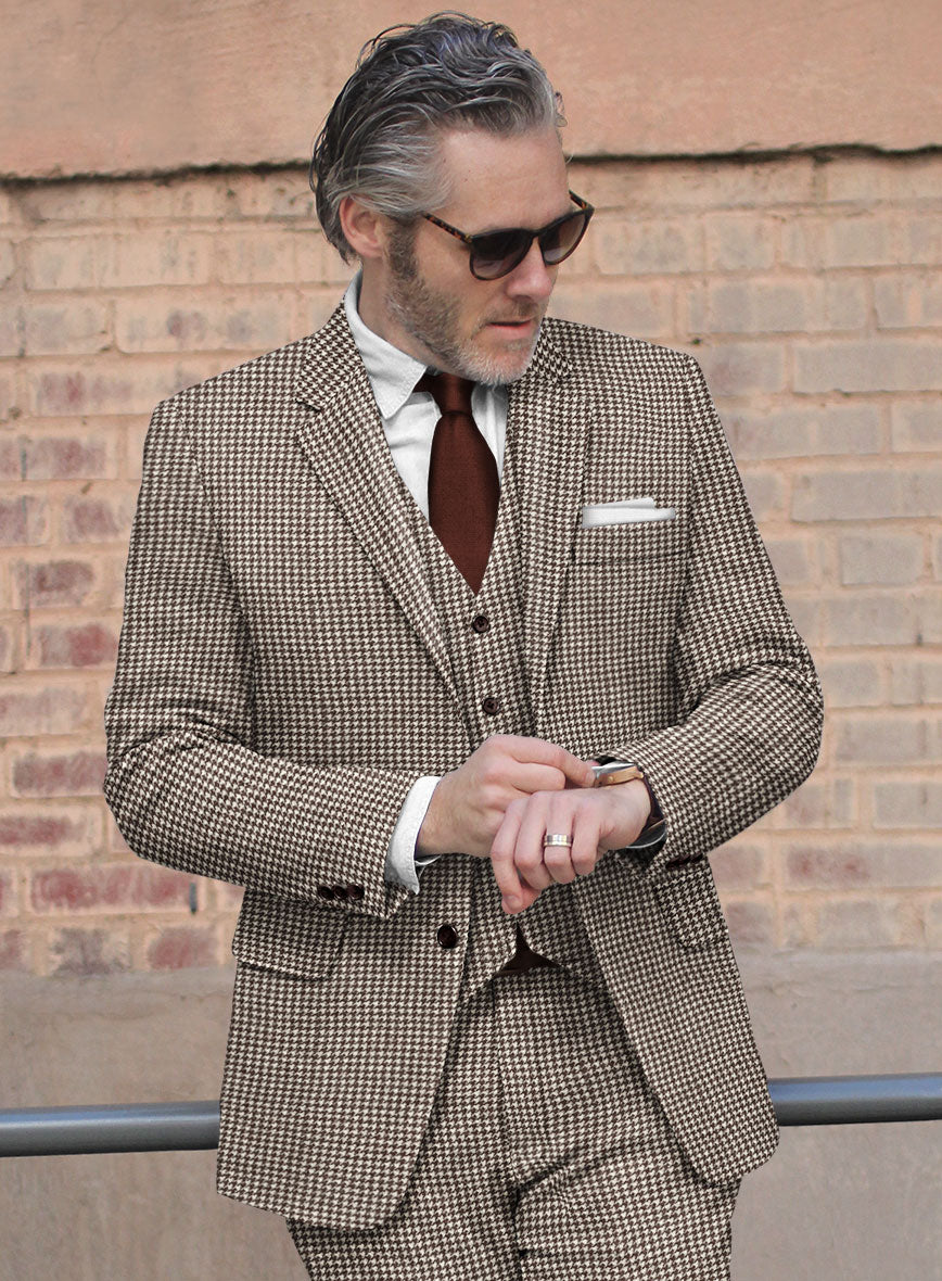 Houndstooth Brown Tweed Suit - StudioSuits