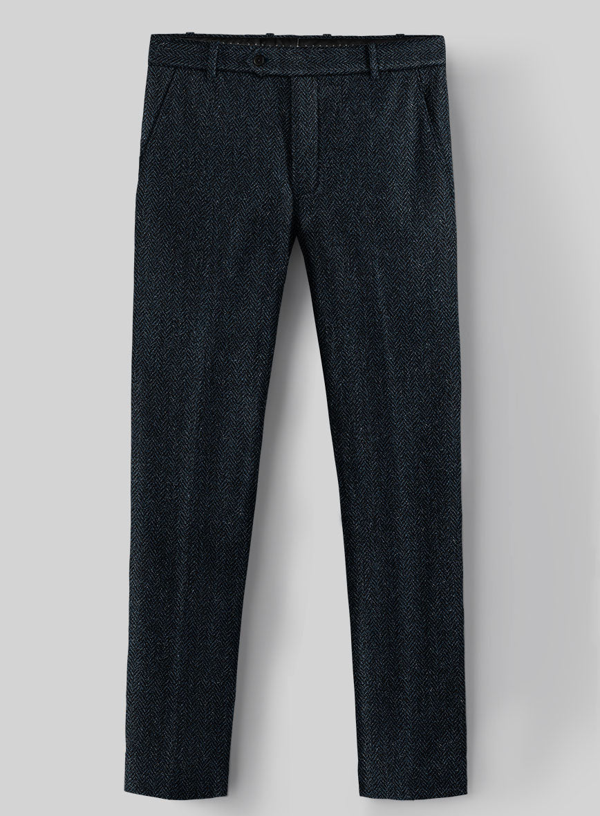 Harris Tweed Dark Blue Herringbone Pants - StudioSuits