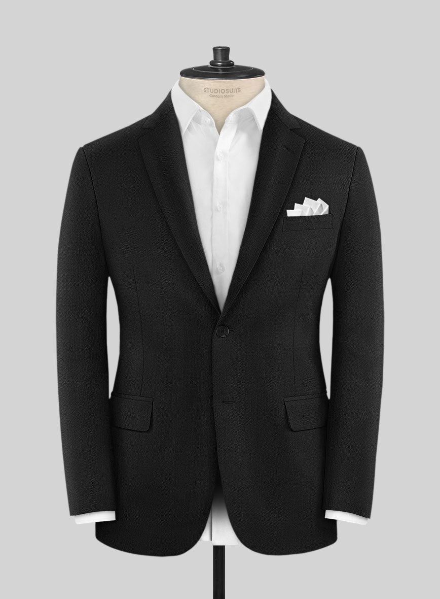 Huddersfield Stretch Black Wool Jacket - StudioSuits