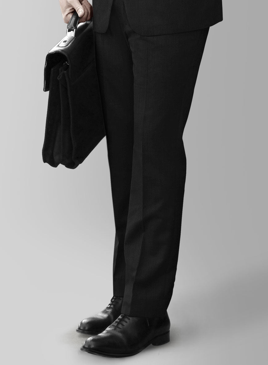 Huddersfield Stretch Black Wool Pants - StudioSuits